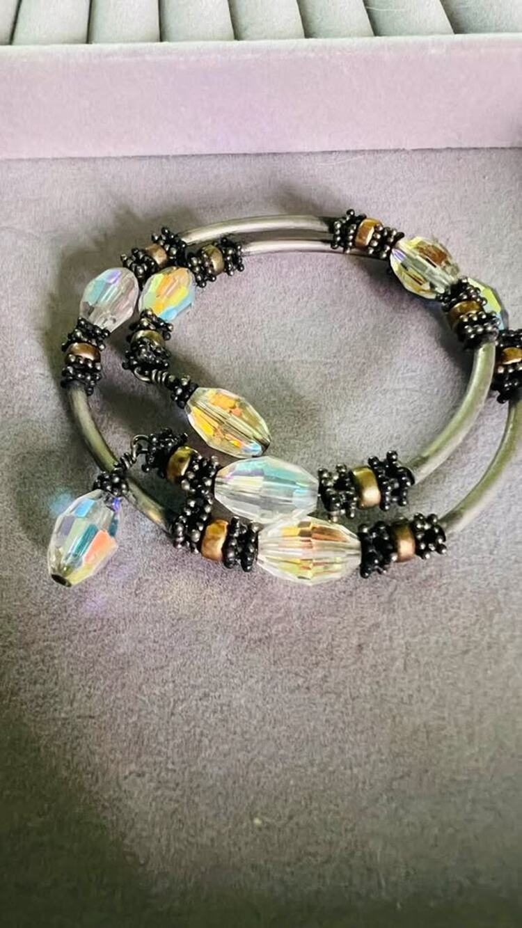 Iridescent Crystal Bead Wrap Bracelet